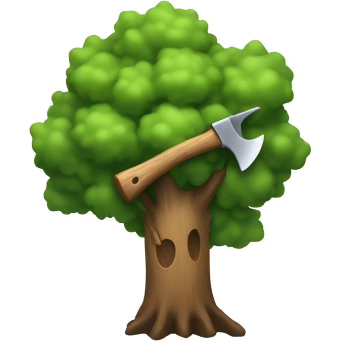 Tree with an axe in it emoji