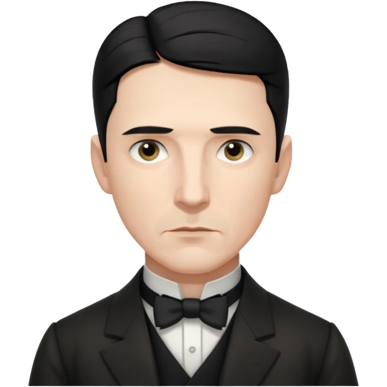 Nikolai Tesla,pensive, half body, blakc hair emoji