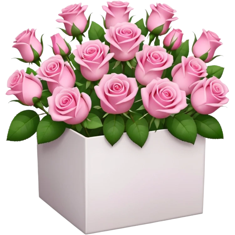 bouquet of pink 25 roses in a white box emoji