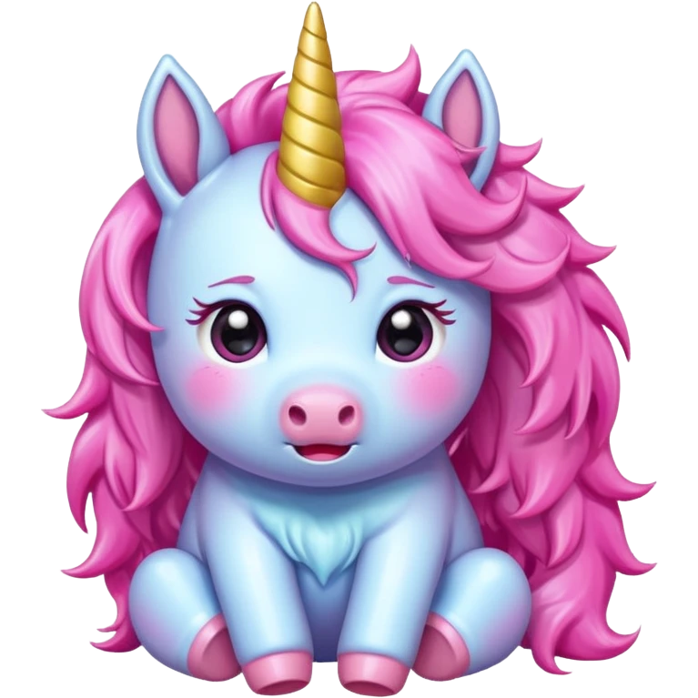 Cute crying anime pink baby unicorn 
 emoji