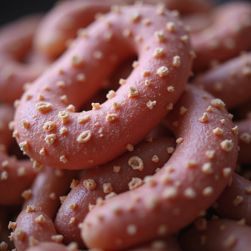 hyperrealistic close-up of inflamed intestinal microbial flora caused by sugars, 4K, transparent background emoji