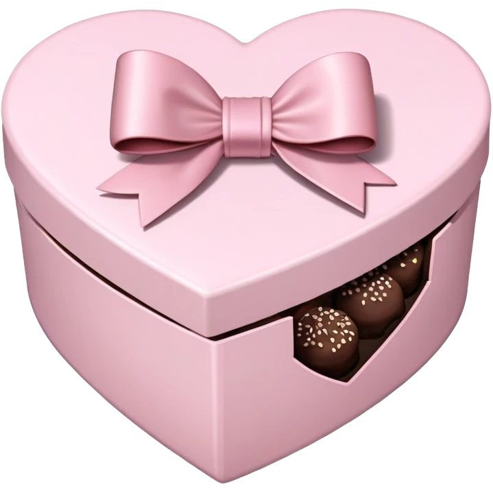 pale pink heart box, pale pink bow, filled with chocolates inside emoji