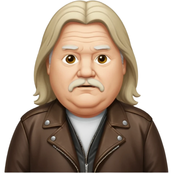 Long hair old fat men in leather jacket emoji