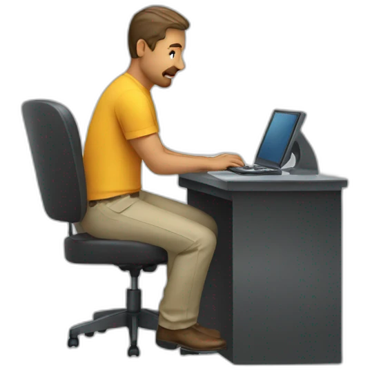 man sitting on a chair using the computer emoji