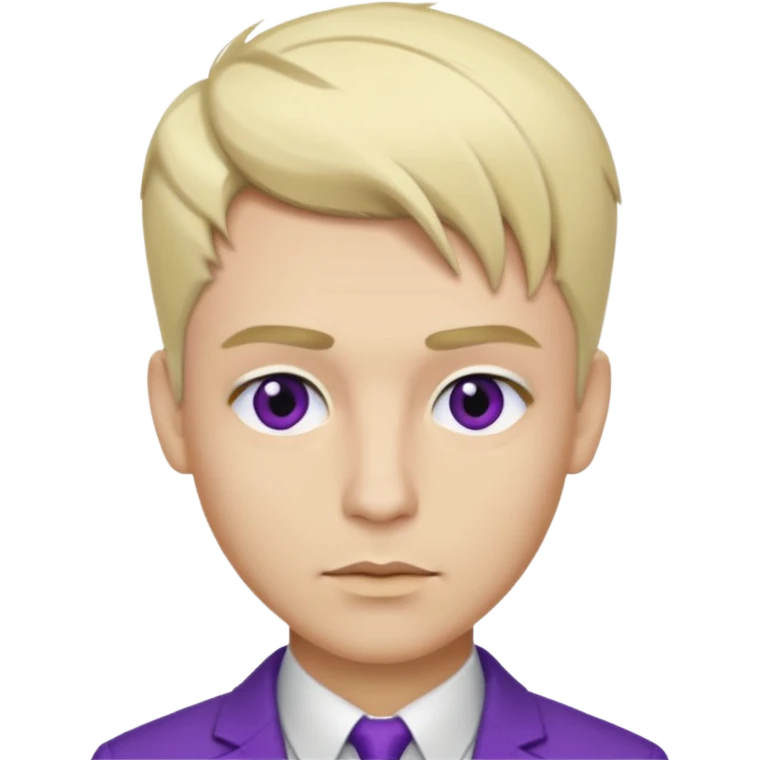 A man with blonde mod hair, brown eye and eyebrow, purple lip emoji