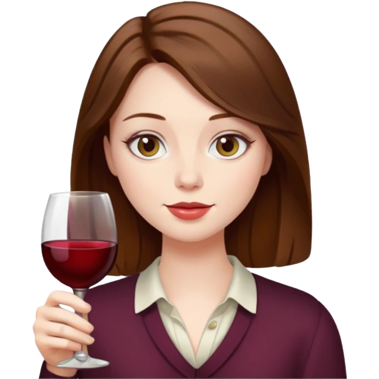 Person drinking wine with brown hair emoji
