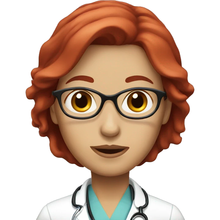Woman doctor with Cherry Red hair  emoji