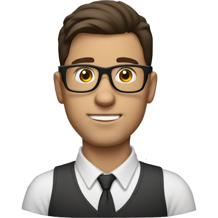 white guy dark brown hair and square glasses typing in laptop emoji