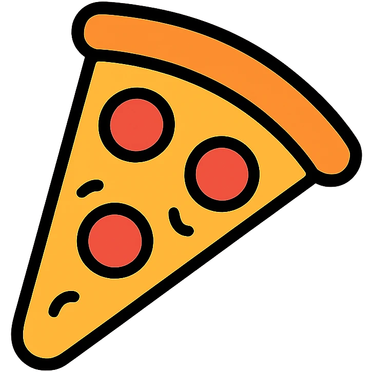 slice of pizza, simple and bold, clear lines, appetizing cheese and pepperoni, minimal background emoji
