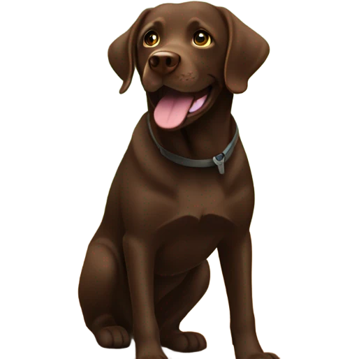 Chocolate lab hiking through forest emoji