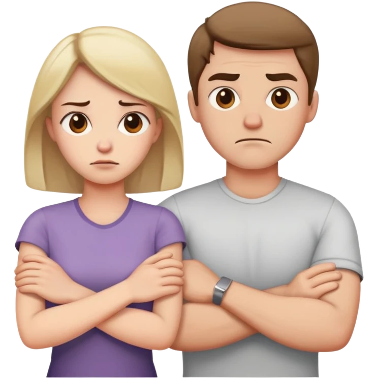 man and woman with crossed arms, upset emoji