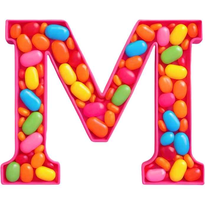 letter A formed from jelly beans and sweets, lively, cute, candyland vibe emoji