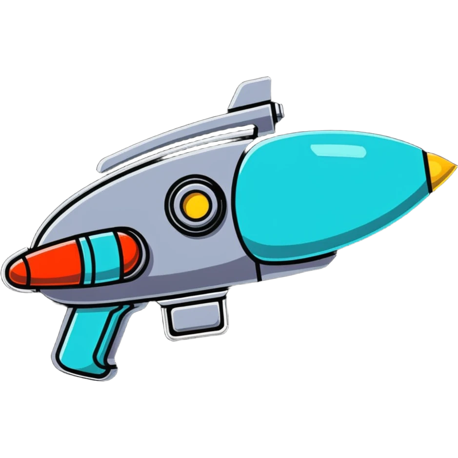 colorful cartoon raygun with retro sci-fi details emoji