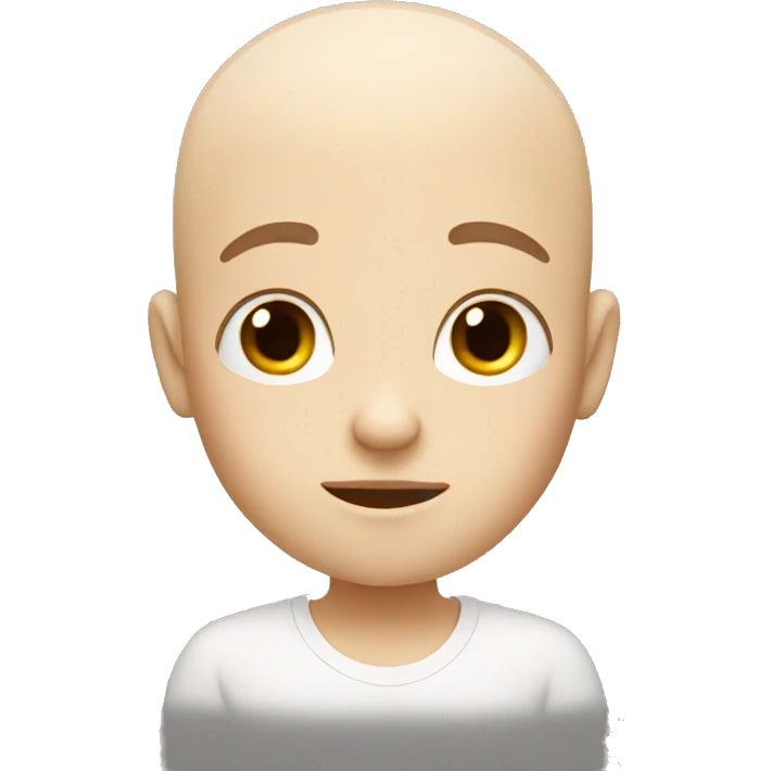 White cute big head no hair animation emoji