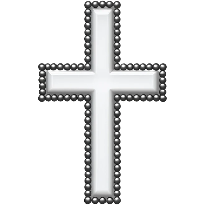 Elegant emoji icon of a white cross made of white beads, glossy surface, subtle shadows, pure white palette, centered emoji