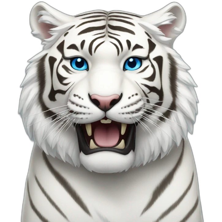 Fat white tiger with blue eyes emoji