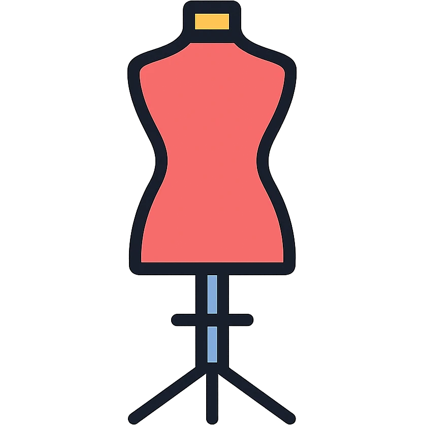 needle and thread, tailor's dummy, stylized dress form, suitable for a business presentation emoji