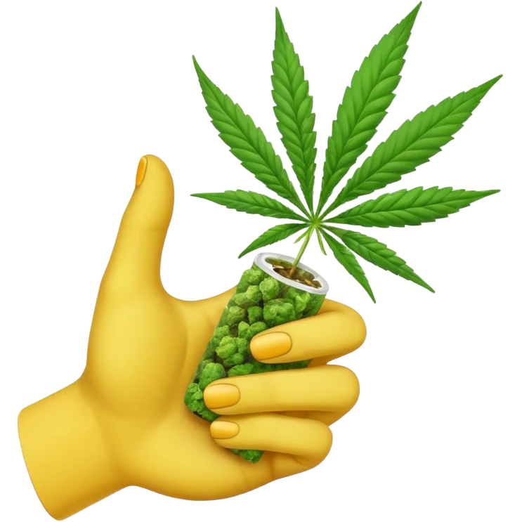 Hand emoji holding blunt with cannabis inside emoji