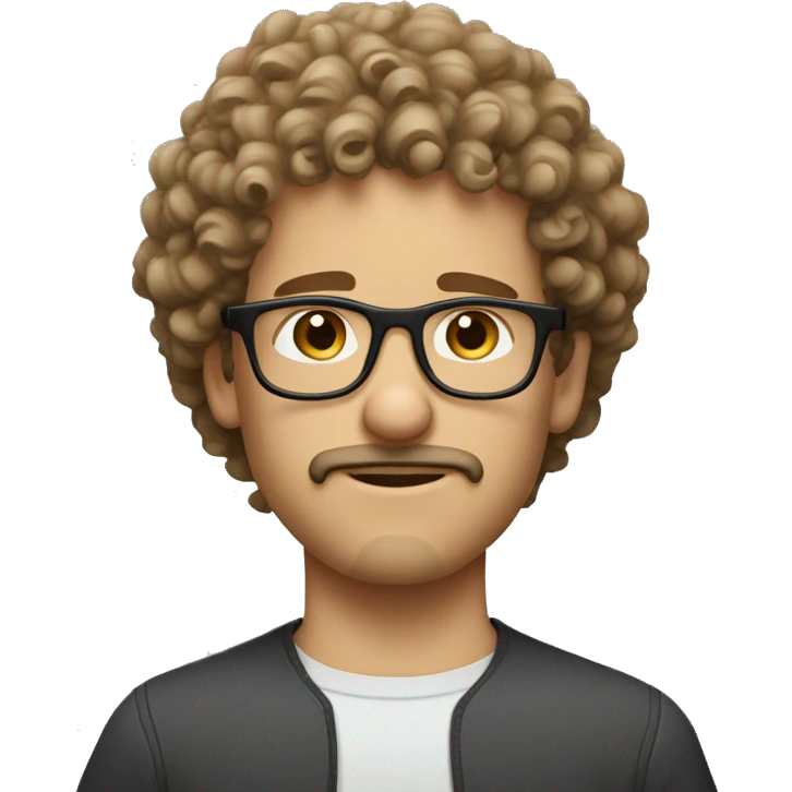 young caucasian curly hair goatee, glasses and curly mustache emoji