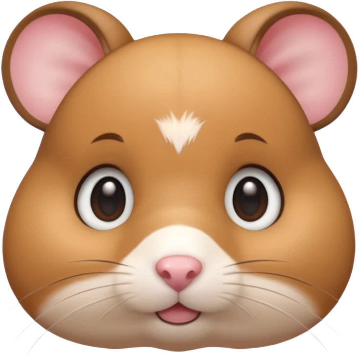 A 3D cartoon hamster face close-up with tiny visible whiskers, round cheeks, smooth glossy eyes, soft background blur, Memoji-style rendering. emoji