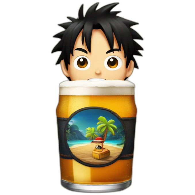 Luffy drink beer emoji