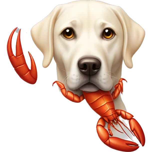 White Lab dressed as a lobster emoji