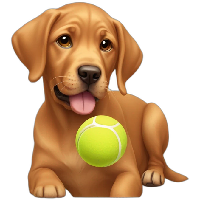 Puppy Red labrador holding a tennis ball on his mouth emoji