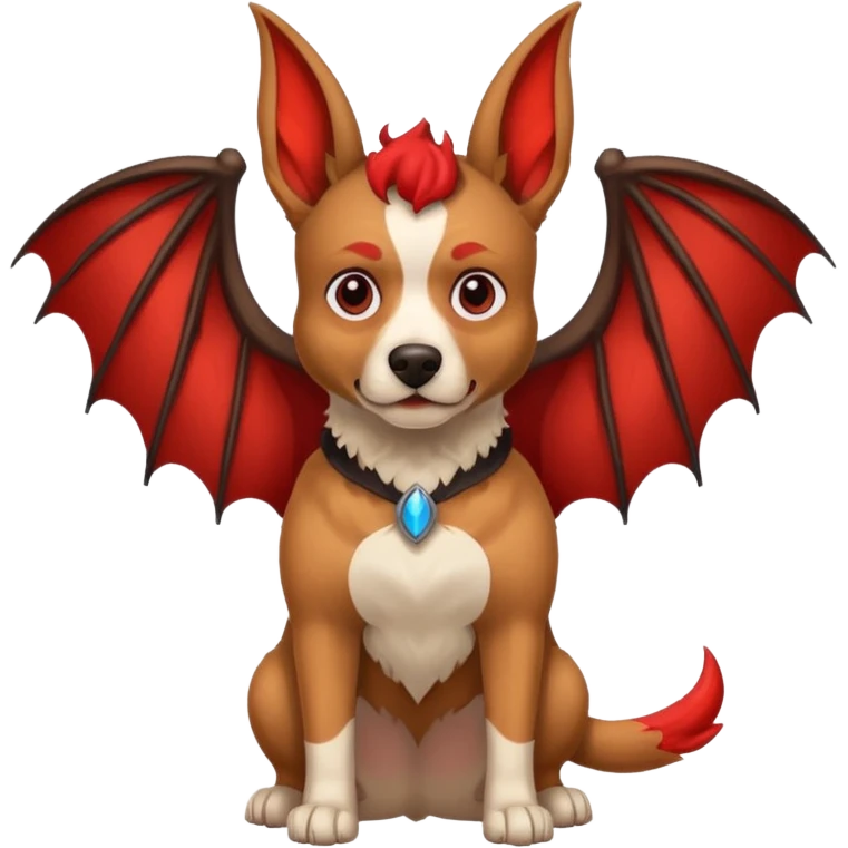 dog with red horns and bat wings emoji