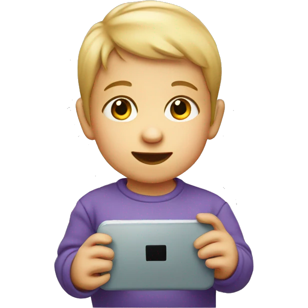 a small baby child with smartphone in its hands emoji