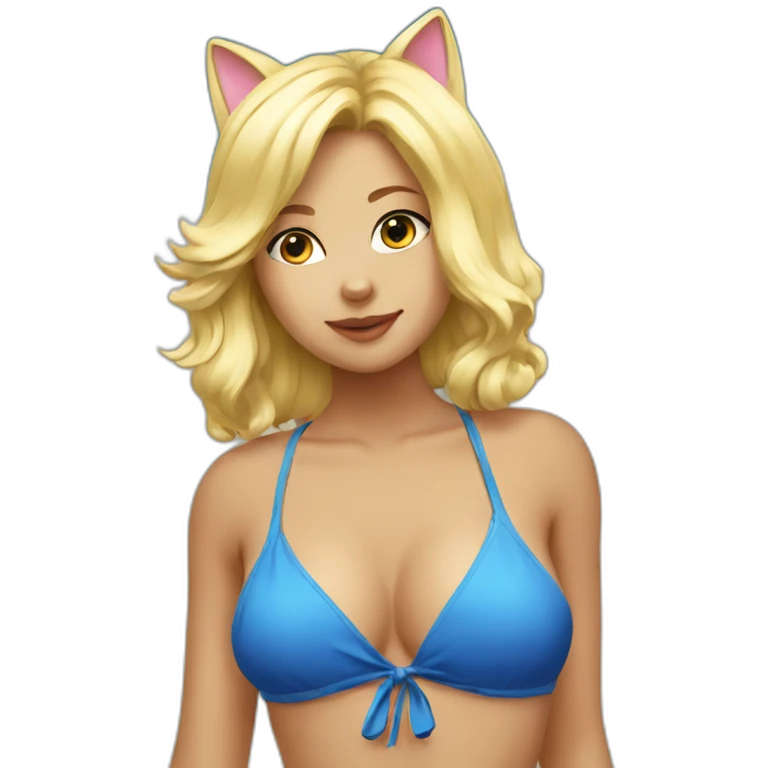 hot catgirl blonde swim suit emoji