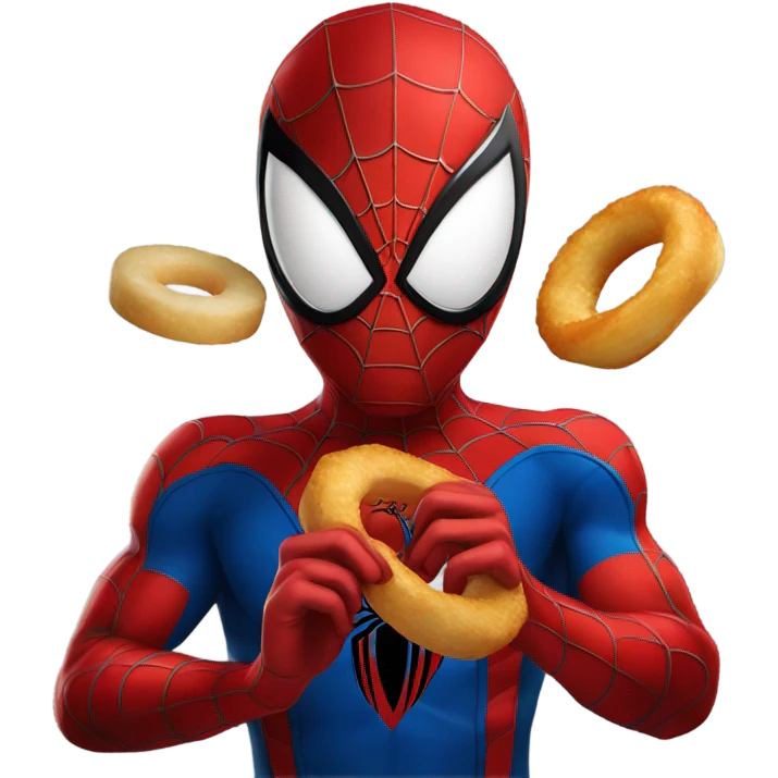 spiderman eating onion ring emoji