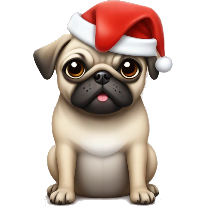 pug wearing santa hat emoji