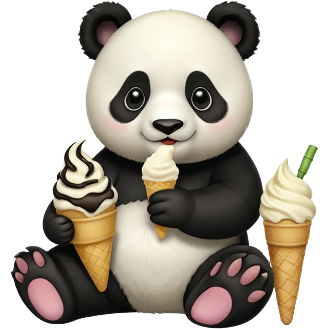 Panda eating ice cream emoji