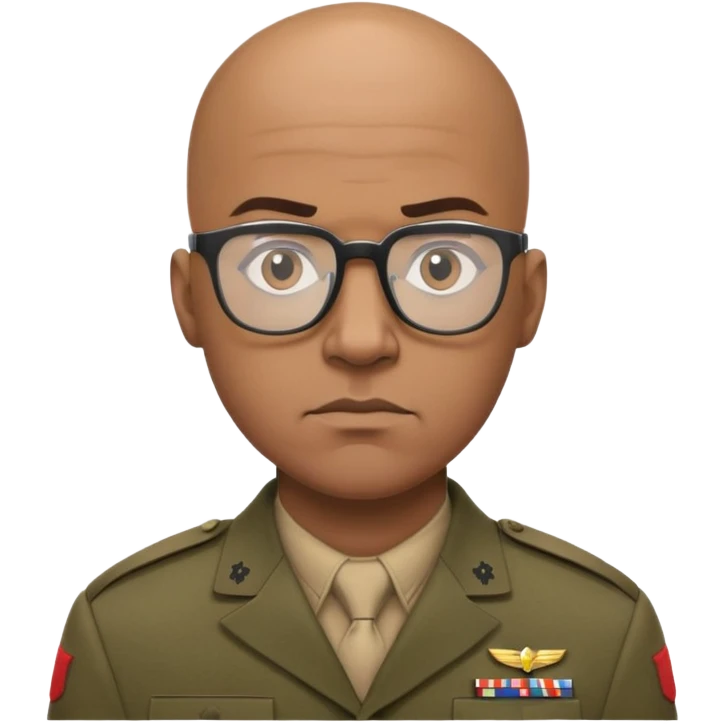 Bald black man with glasses soldier  emoji