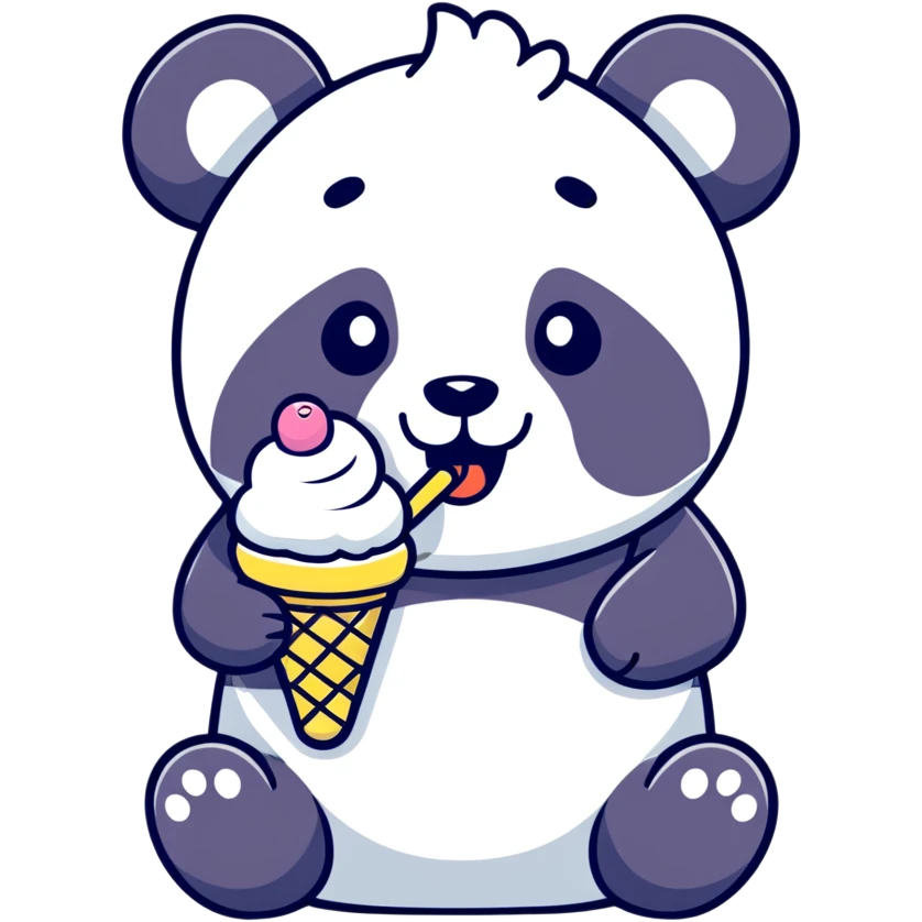 Panda eating ice cream emoji