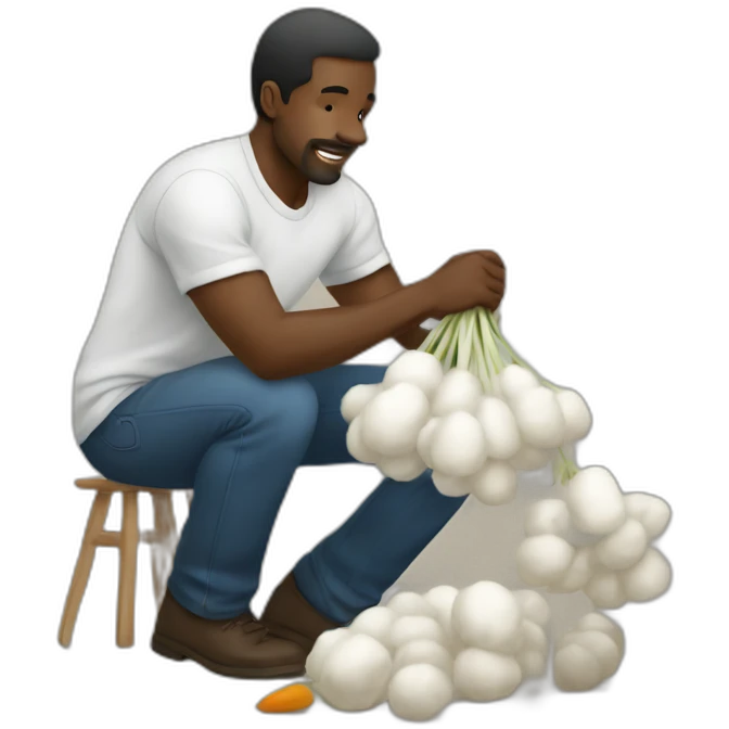 Black man picking coton emoji
