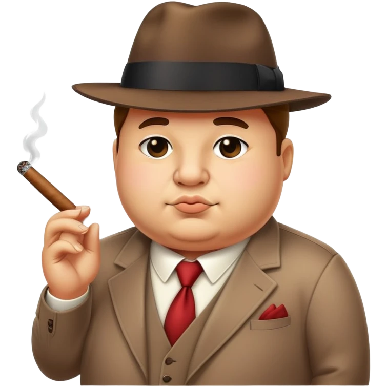 cute chubby mafia boss with fedora hat and tiny cigar emoji
