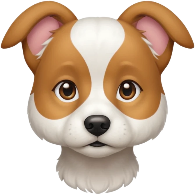 a white beagle x maltese x chi dog the size of a kelpie with light brown ears and a light brown patch on one eye emoji