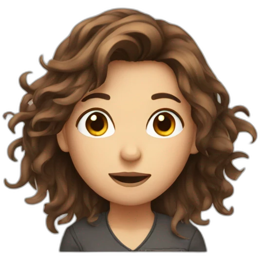 Wind and messy Brown hair girl emoji