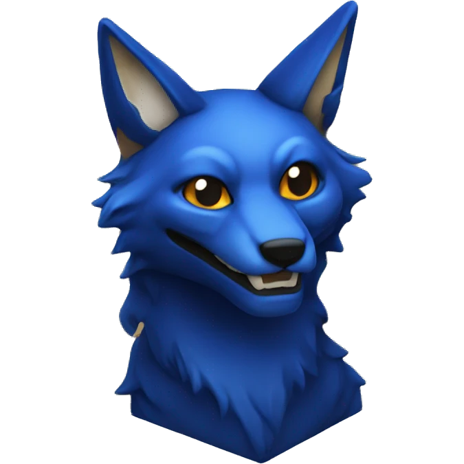 dark blue kitsune head in the shape of a cube emoji