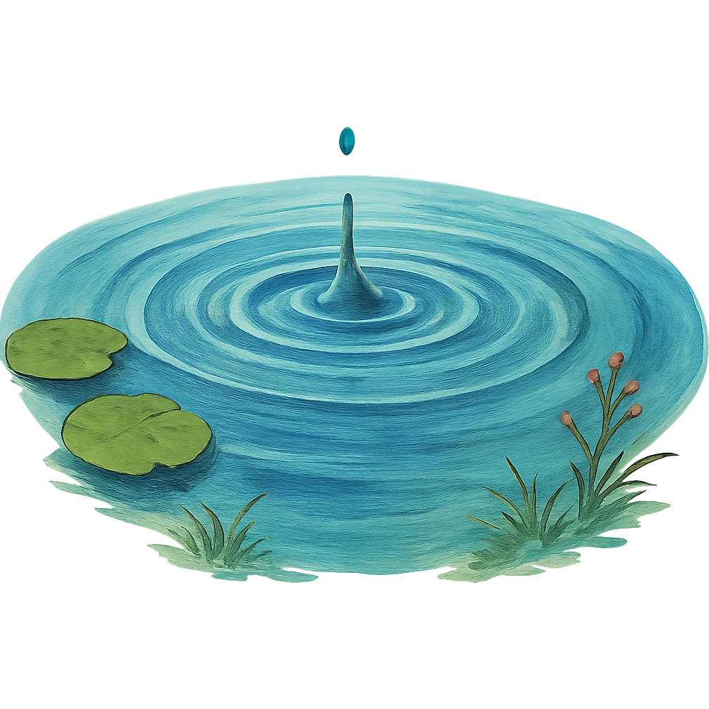 ghibli style ripple in a pond representing teesür emoji