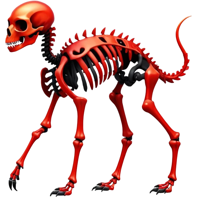 A black and red gradient epic shiny cool edgy skeletal animal, full body emoji