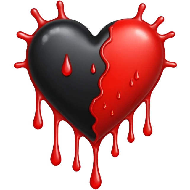 heart with a dark star and dripping paint emoji