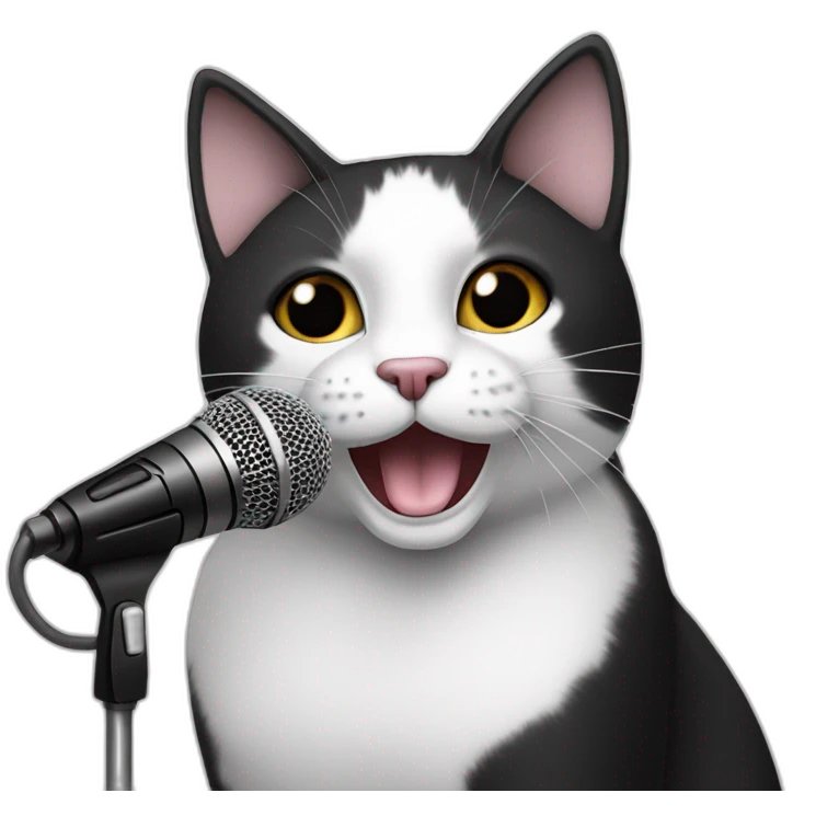 Karaoke-black-and-white-cat emoji