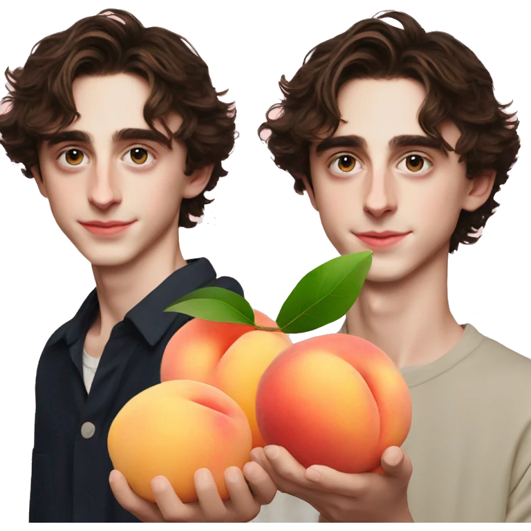 timothée chalamet holding a peach emoji