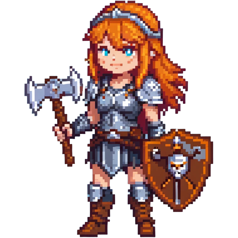 valkyrie warrior from Clash Royale with orange hair and battle axe emoji