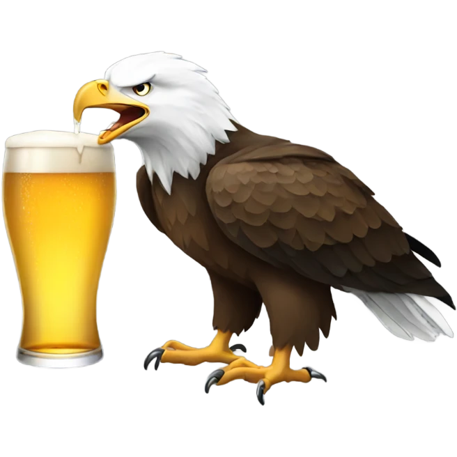 Bald eagle drinking beer emoji