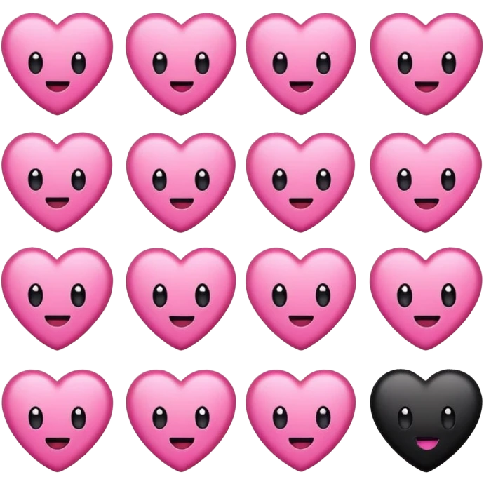 BLACKPINK-inspired emoji with black and pink heart, simple and bold style emoji