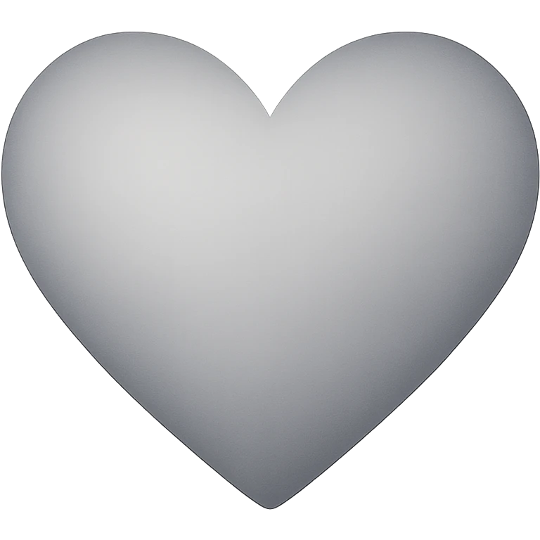 heart with a soft ash gray gradient, digital illustration emoji