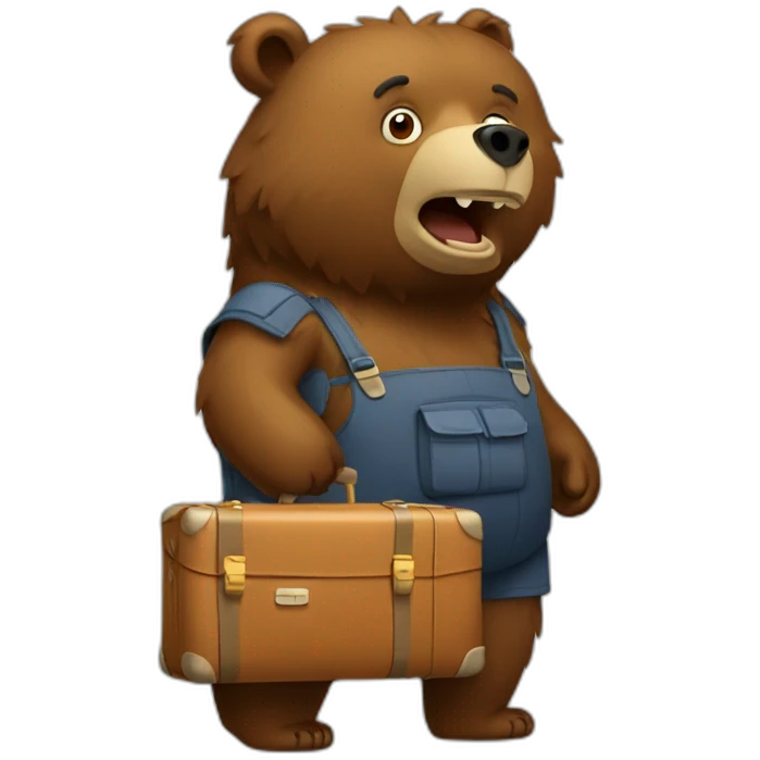 Grizzly bear with a suitcase emoji